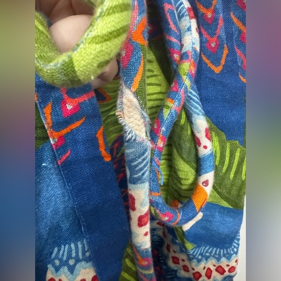 FARM RIO XS Mini Wrap Dress Blue Macaw Print 100% linen Super Cute! - Picture 8 of 10